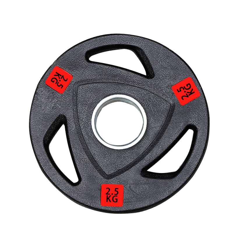 Rubber coated weightlifting barbell